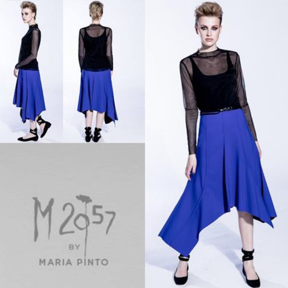 NWOT Maria Pinto M2057 Gabi Skirt, Blue, Sz S - Picture 1 of 4